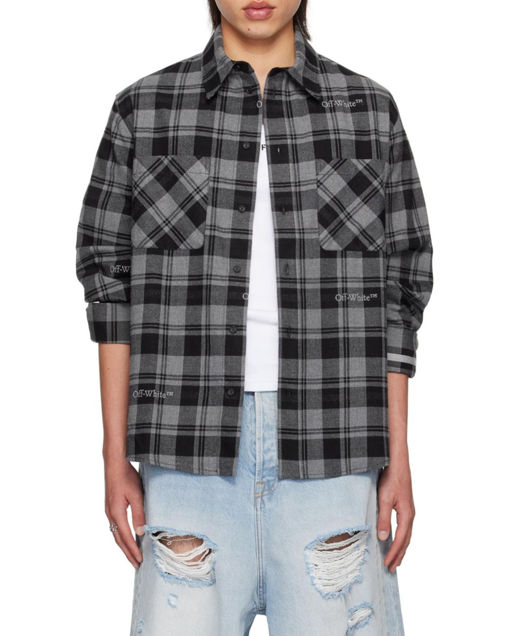 Off-White c/o Virgil Abloh Black Checked Long-Sleeved Shirt for men