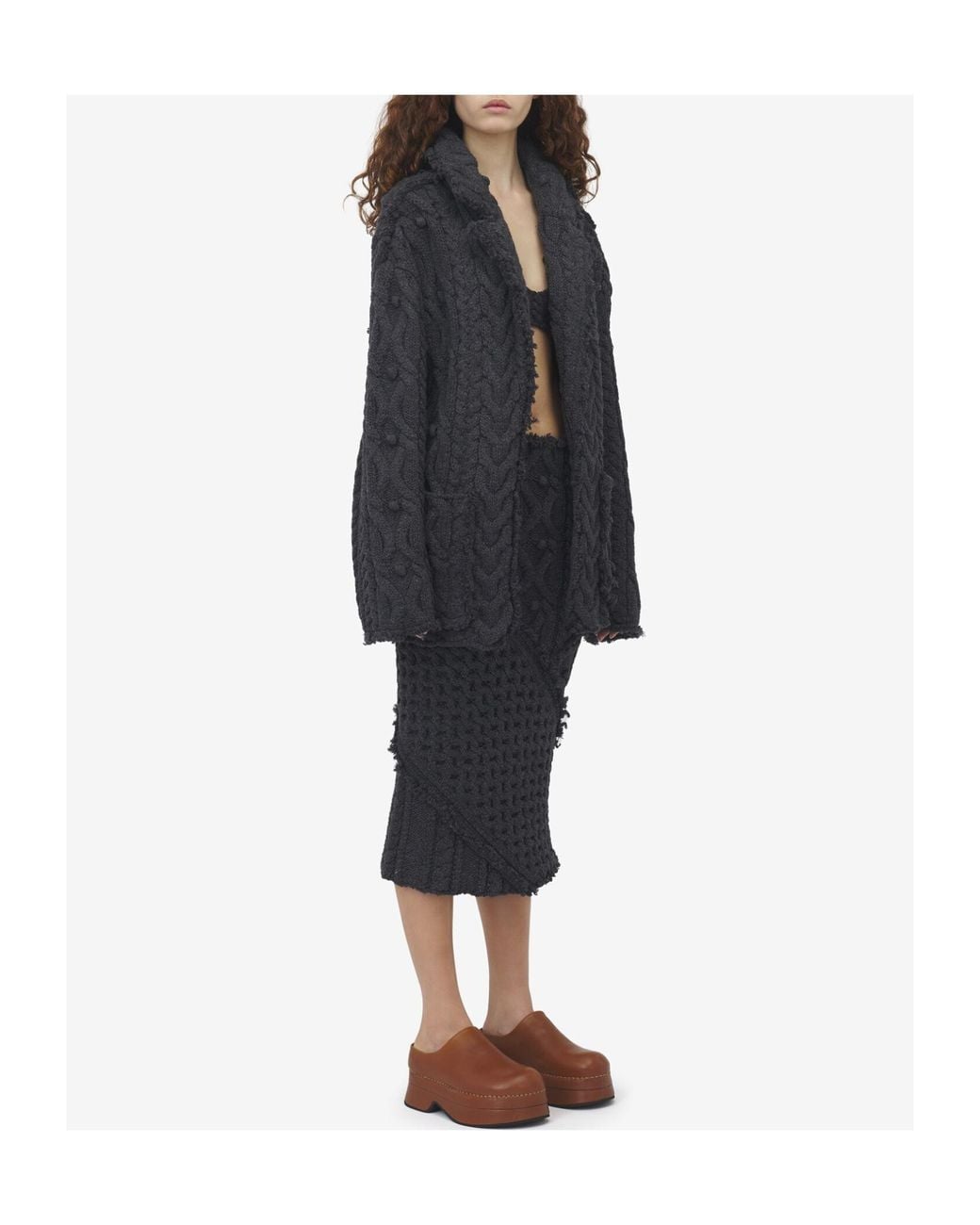 McQueen Black Twisted Knitted Cardigan