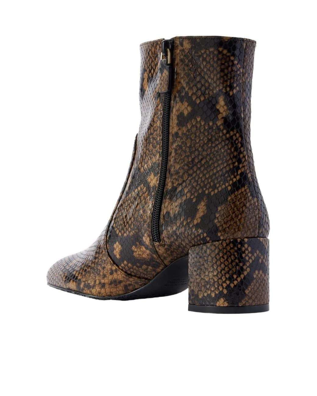 Stuart Weitzman Brown Snake-Effect Leather Ankle Boots