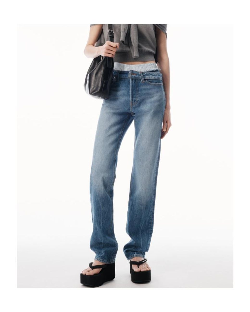 Alexander Wang Blue Boxer Drop Waistband Slim Jeans