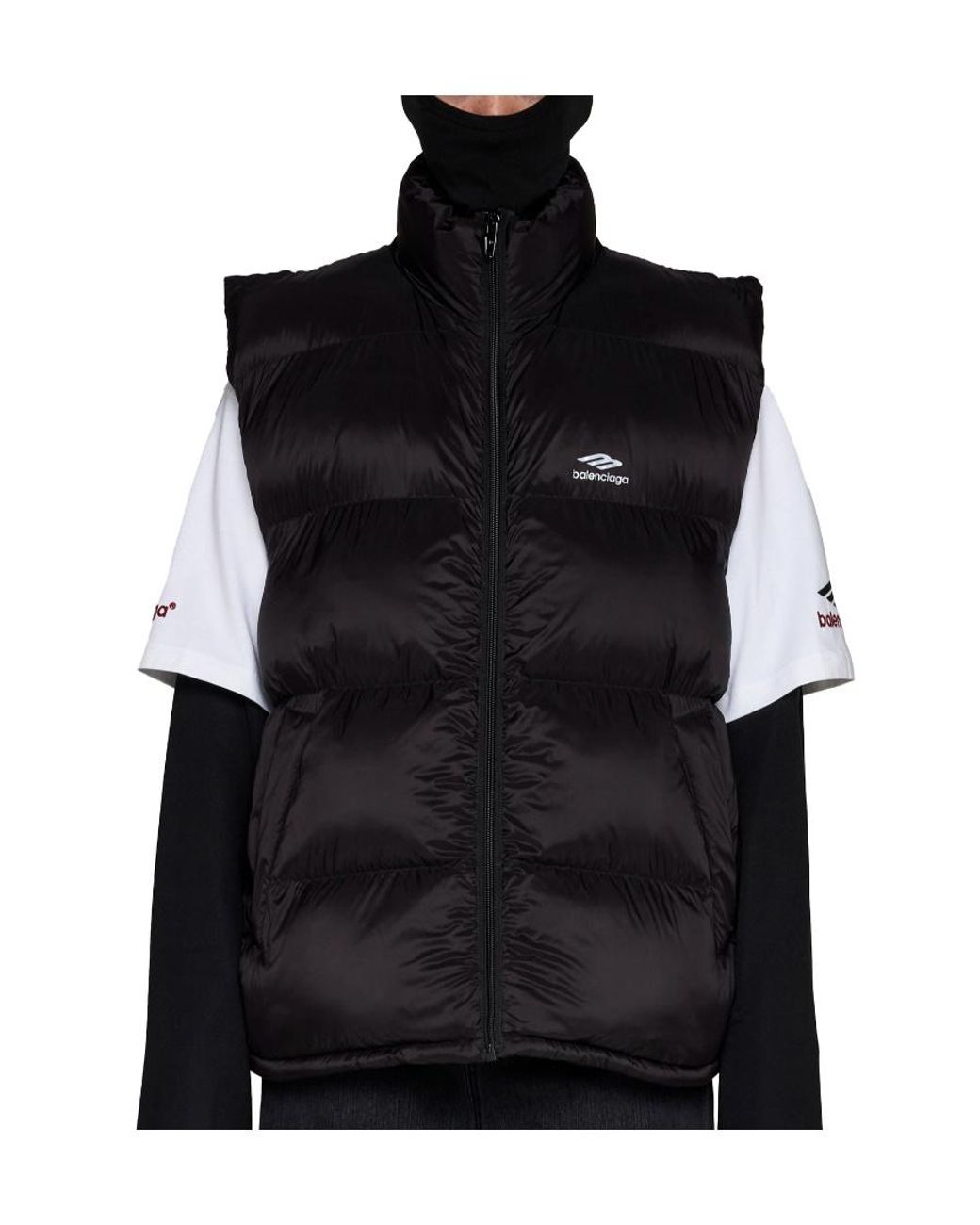 Balenciaga Black 3B Sports Icon Puffer Vest for men