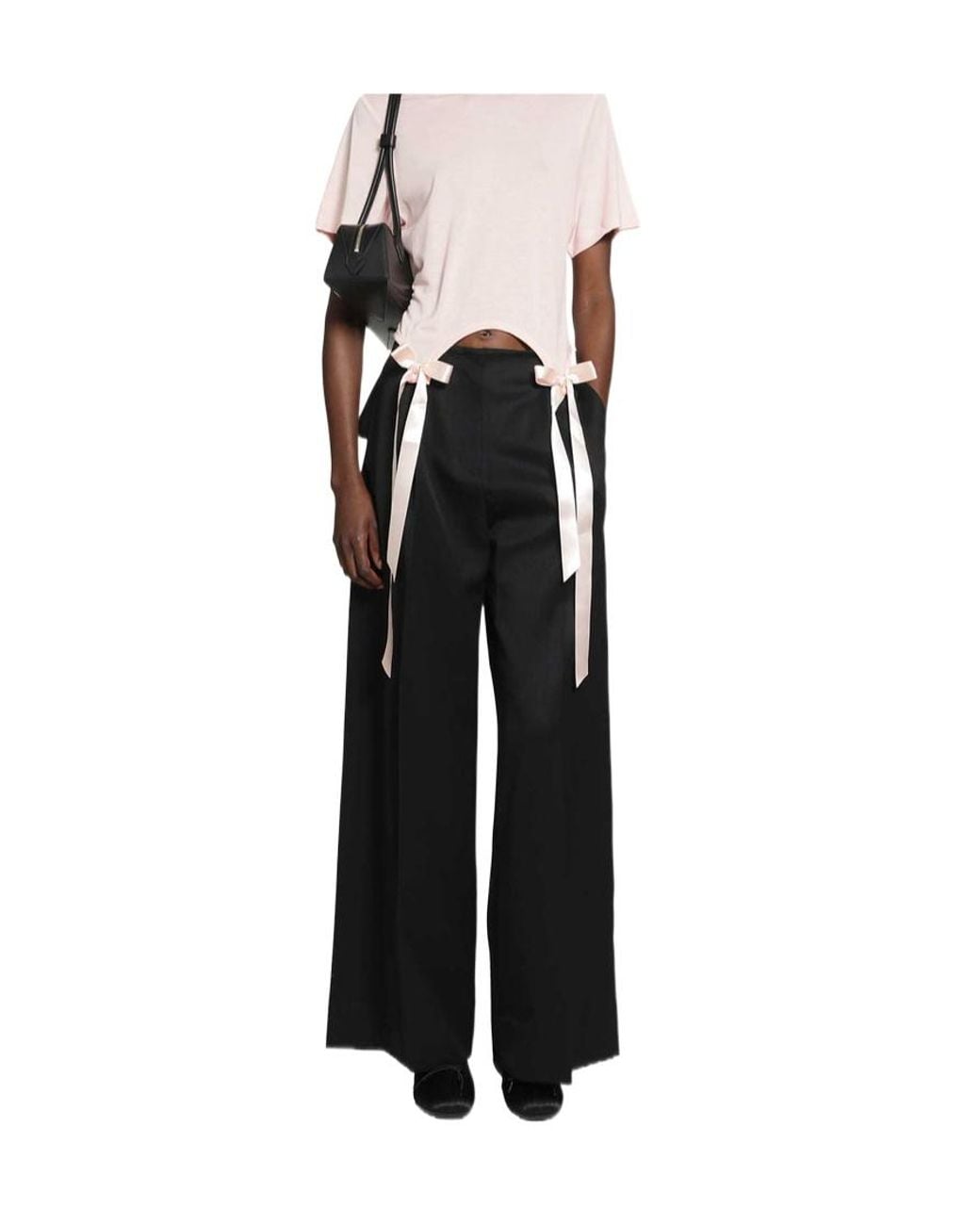 Simone Rocha Black Bow-Detail Wide-Leg Trousers