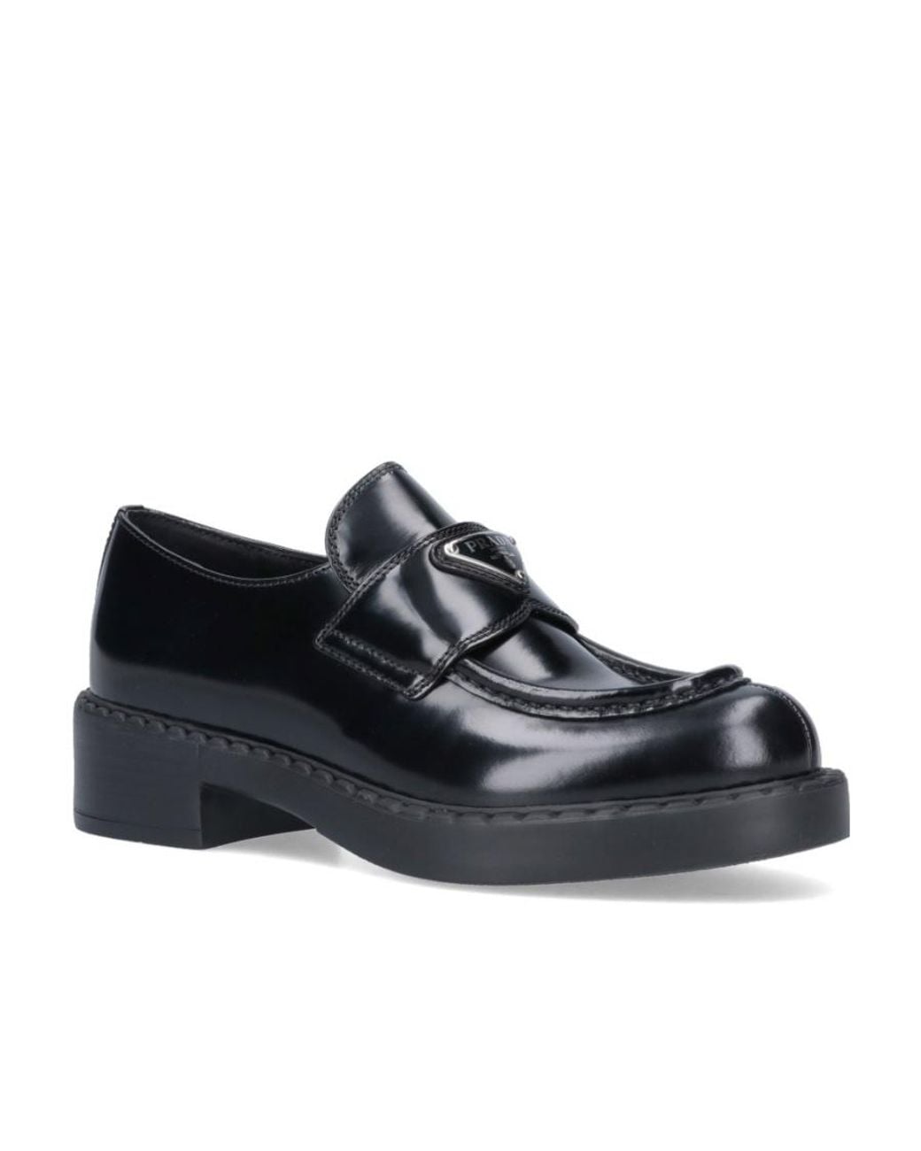 Prada Black Logo Plaque Slip-On Loafers