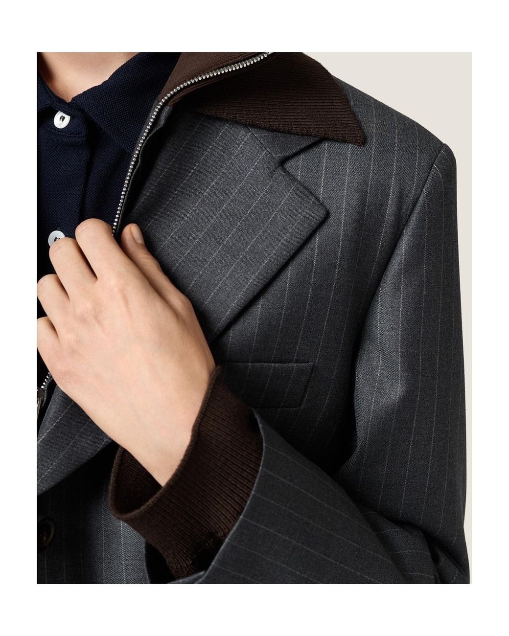 Miu Miu Black Wool Pinstripe Blazer