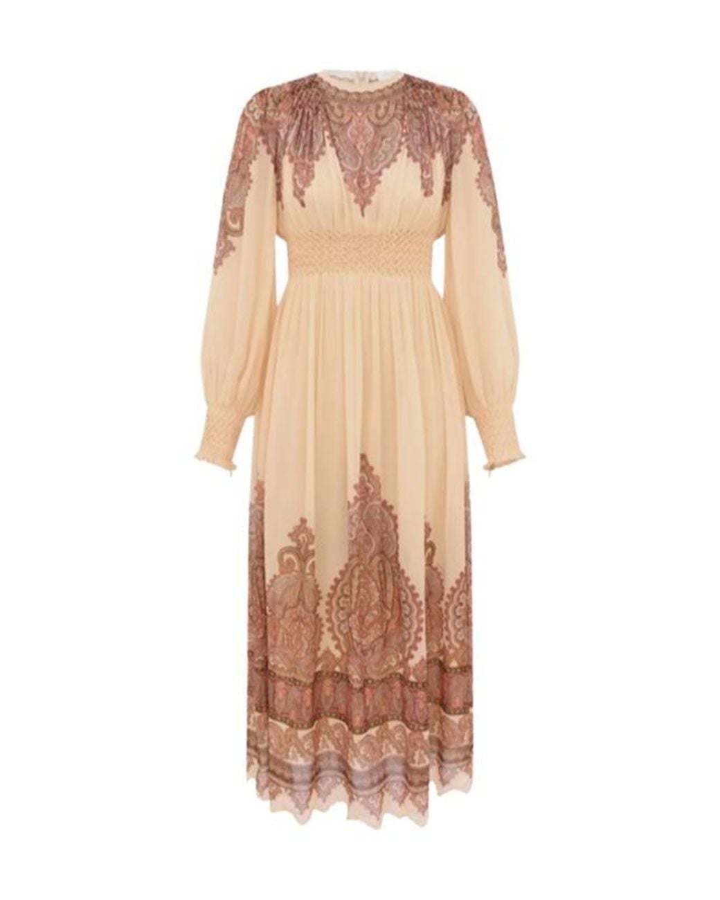 Zimmermann Natural Ascent Smocked Midi Dress