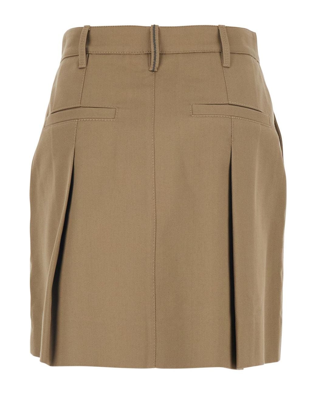 Brunello Cucinelli Natural Skirt With Belt Loops And Pleated Front