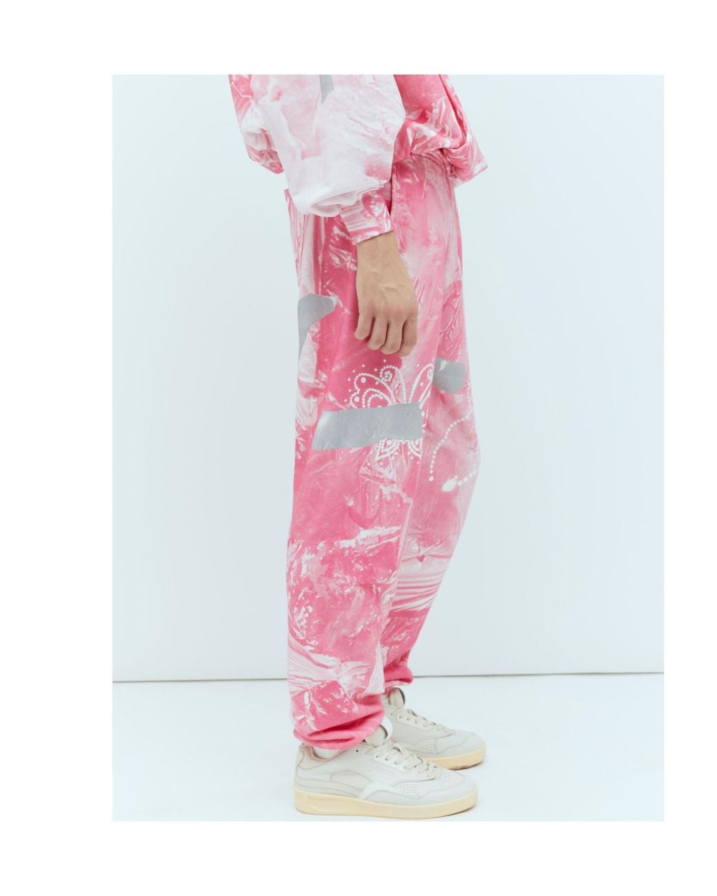 PRAYING Pink Garbage Graphic Track Pants for men