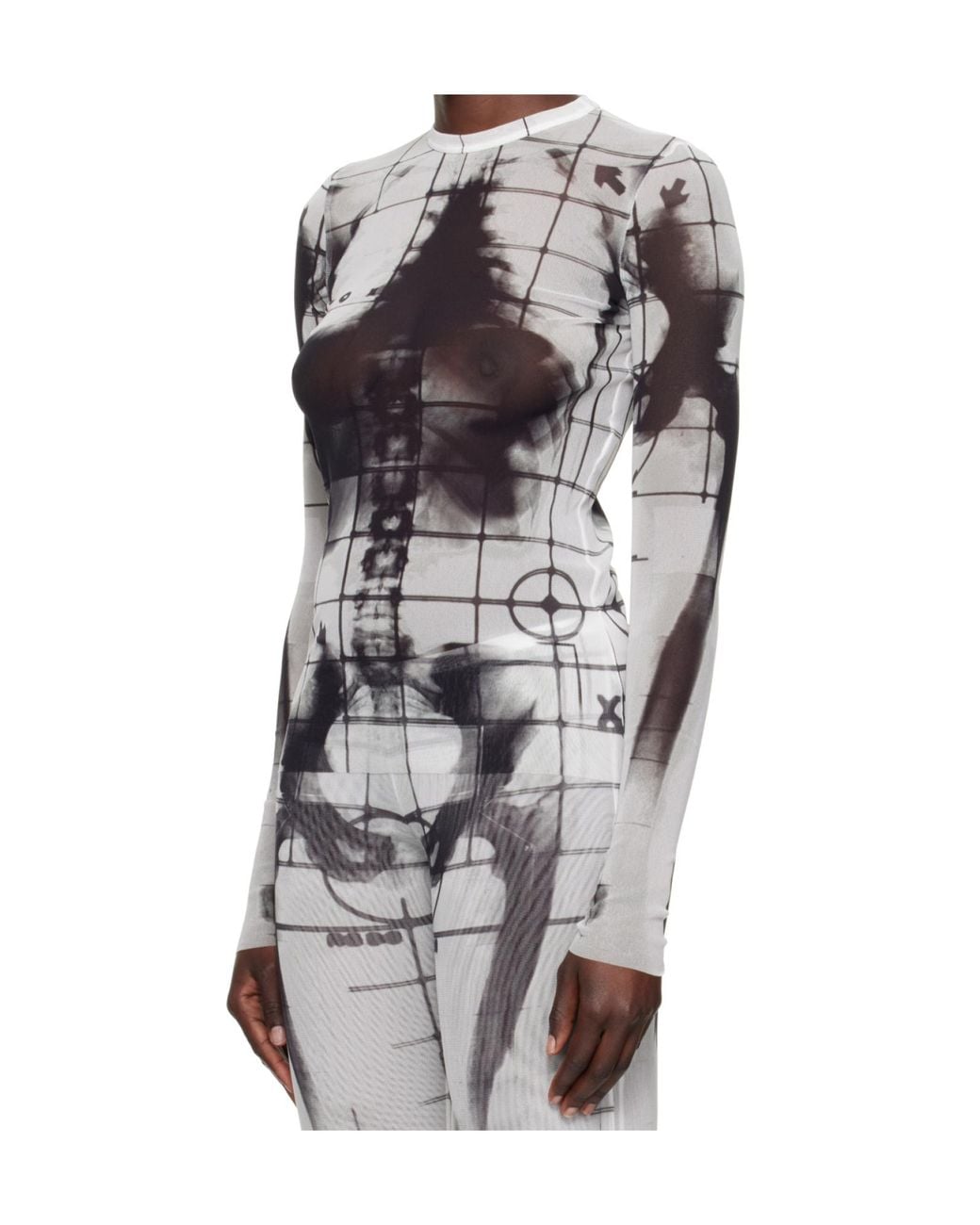 Jean Paul Gaultier Gray Squeletor-Print T-Shirt