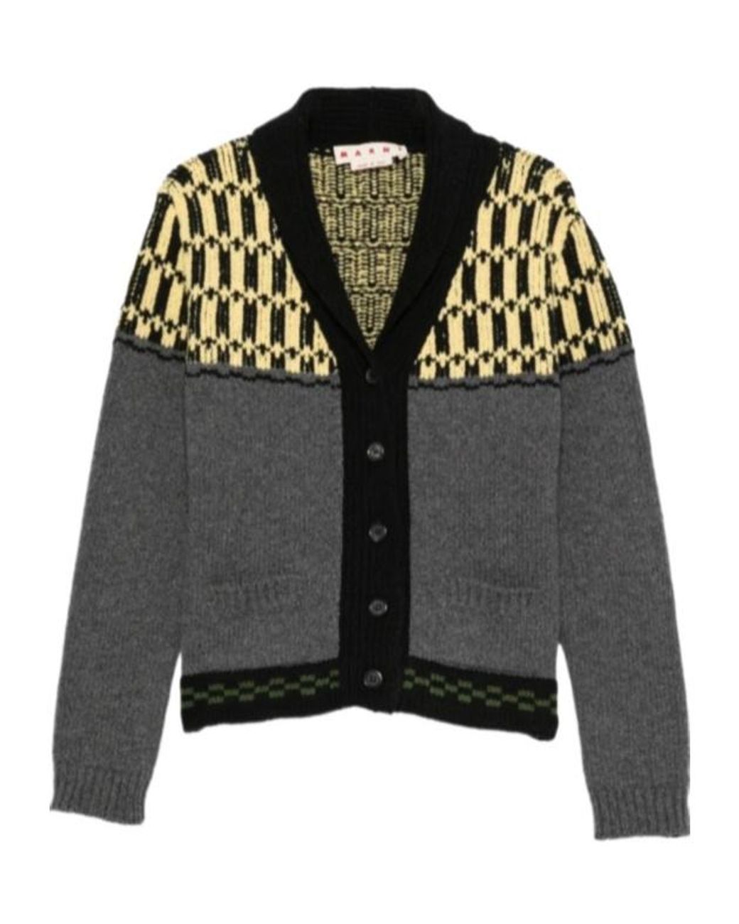 Marni Black Jacquard-Knitted Buttoned Cardigan