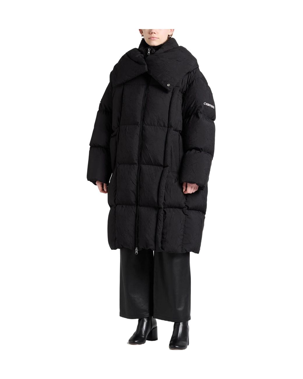 MM6 by Maison Margiela Black Printed Longsleeve Down Coat