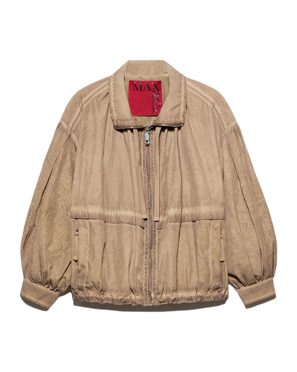 MAX&Co. Natural Oversized Nylon Bomber Jacket