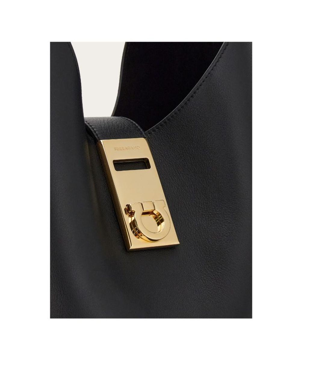 Ferragamo Black Gancini Buckle Large Shoulder Bag