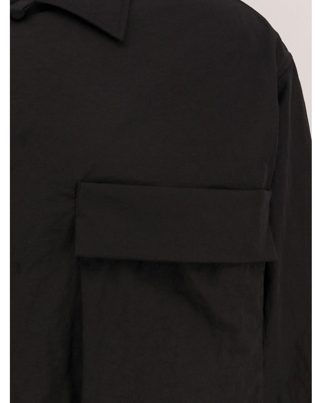 Herno Black Tech-Crinkle Laminar Shacket for men