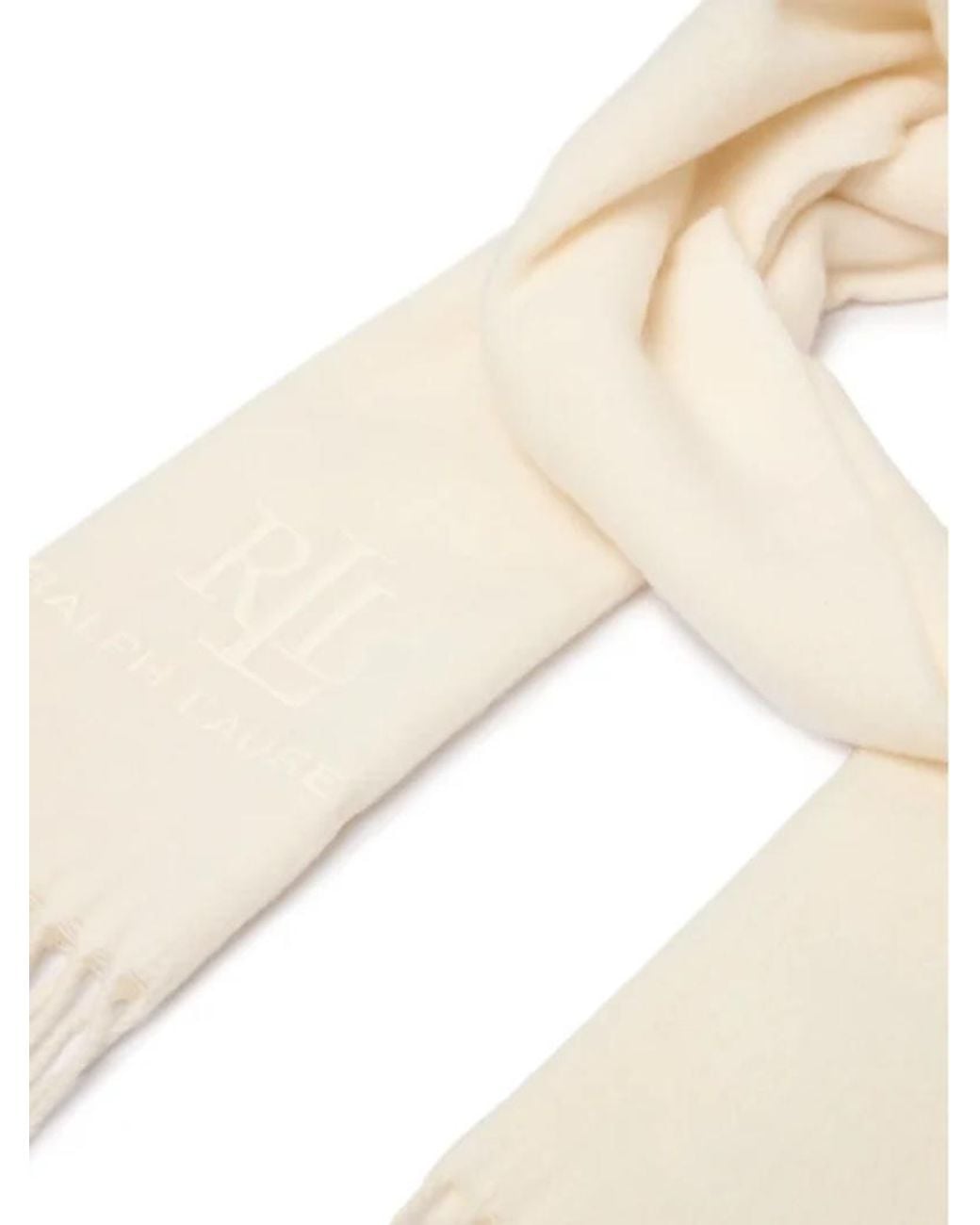 Ralph Lauren White Tasseled Scarf