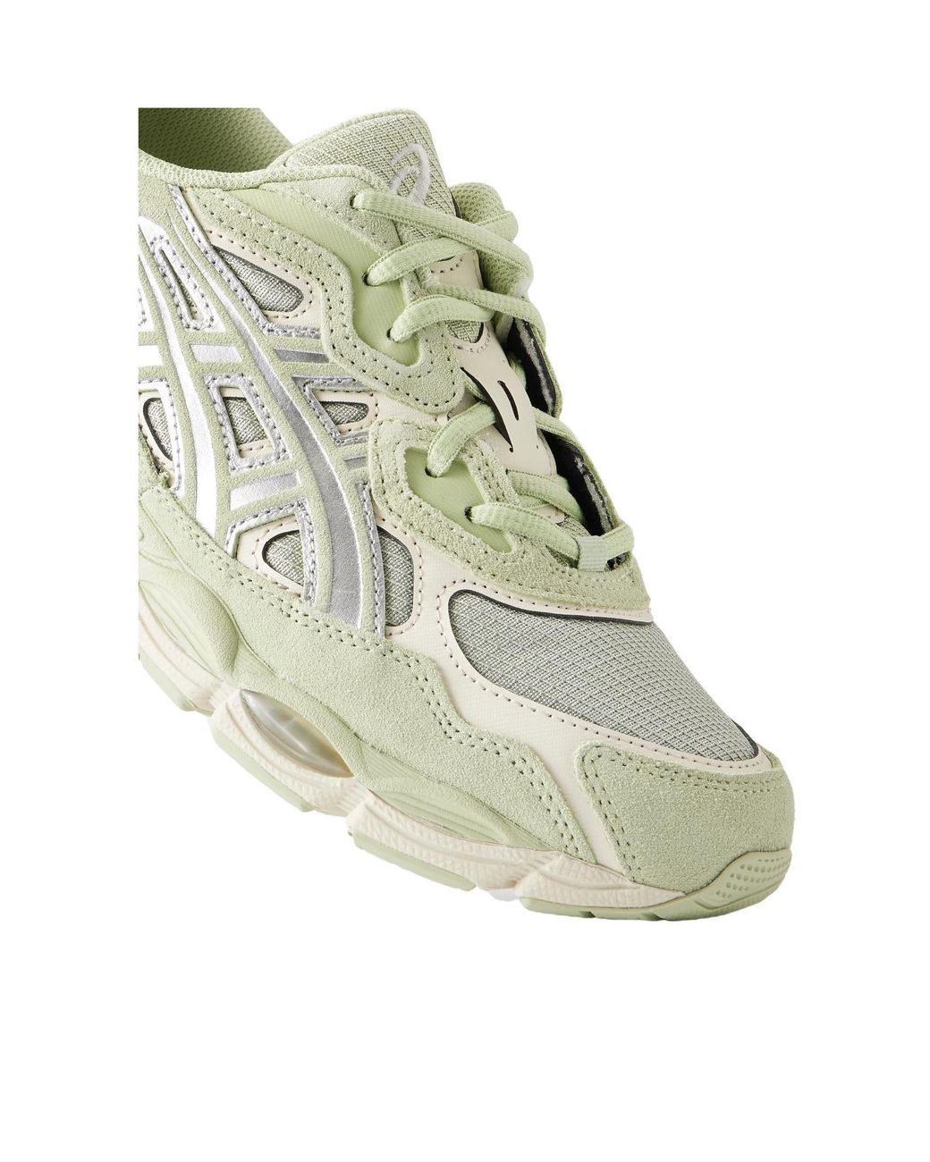 Asics Green Suede-Trimmed Mesh Sneakers