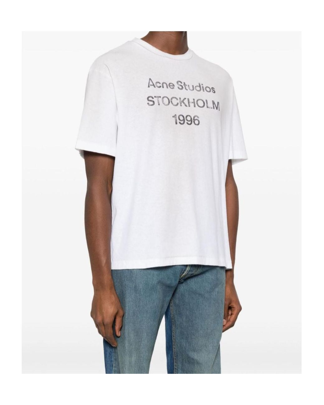 Acne White Stockholm Logo T-Shirt for men