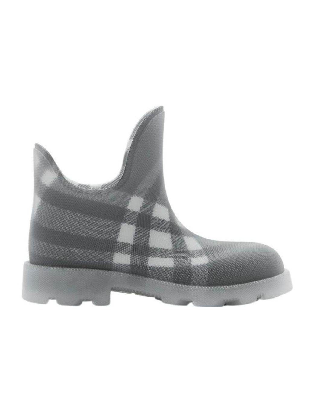 Burberry Gray Marsh Vintage-Check Mesh Pull-On Boots