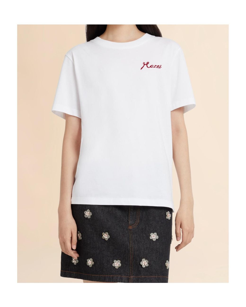 Marni White T-Shirt Logo Embroidered