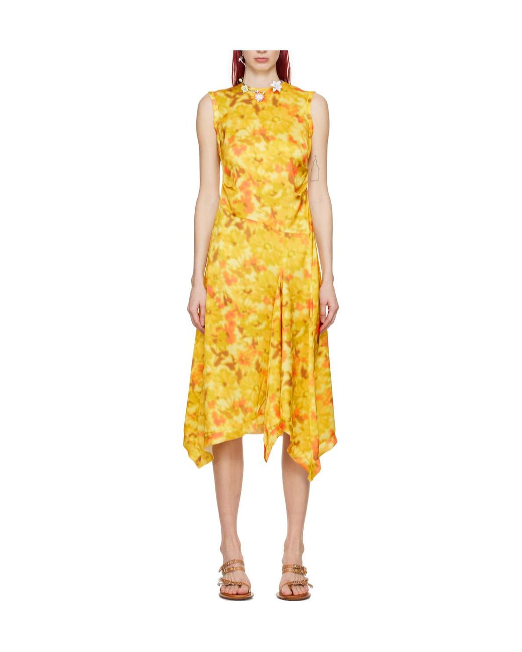 Acne Yellow Sleeveless Midi Dress