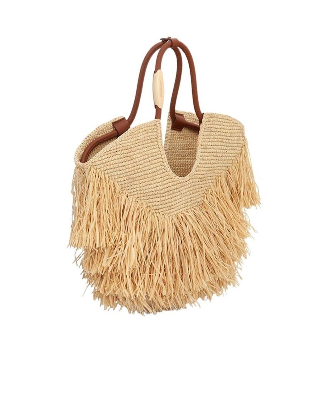 Zimmermann Natural Interwovened Fringed Top Handle Bag