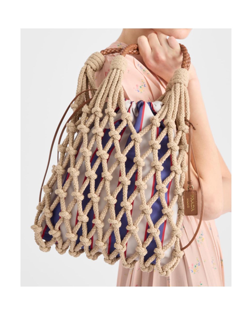 Prada Multicolor Logo Net Tote Bag