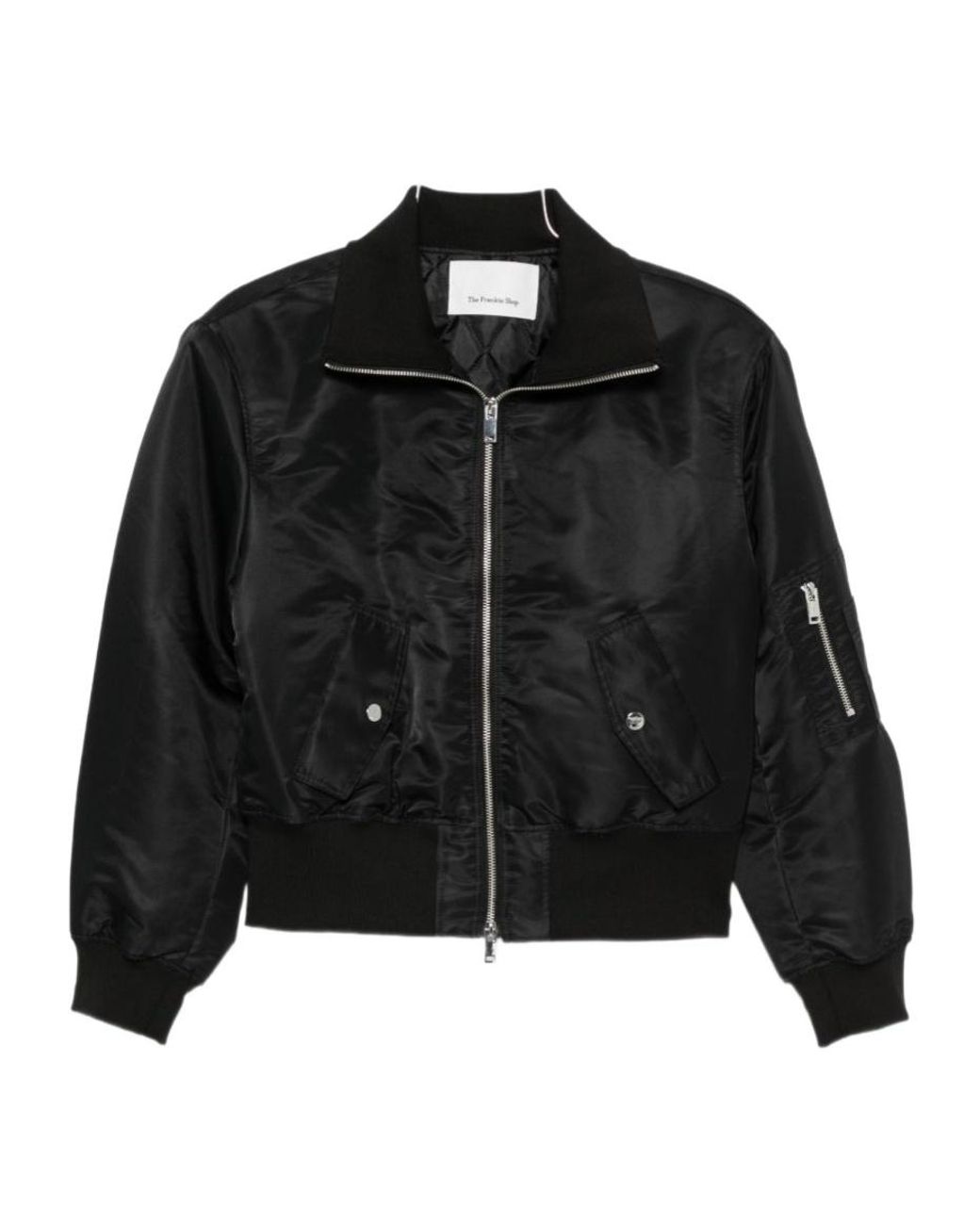 Frankie Shop Black Storm Cropped Bomber Jacket