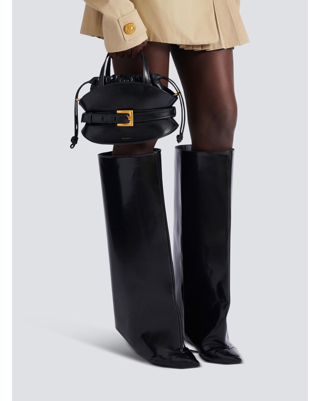 Balmain Shuffle Mini Leather Bag Black