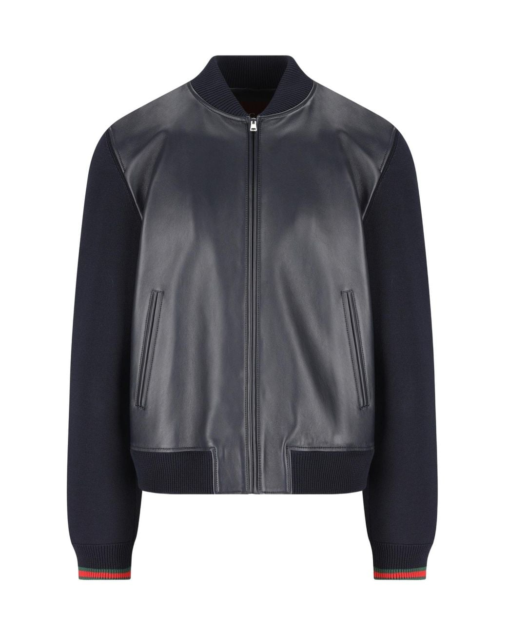 Gucci Blue Logo Embroidered Zip-Up Jacket for men