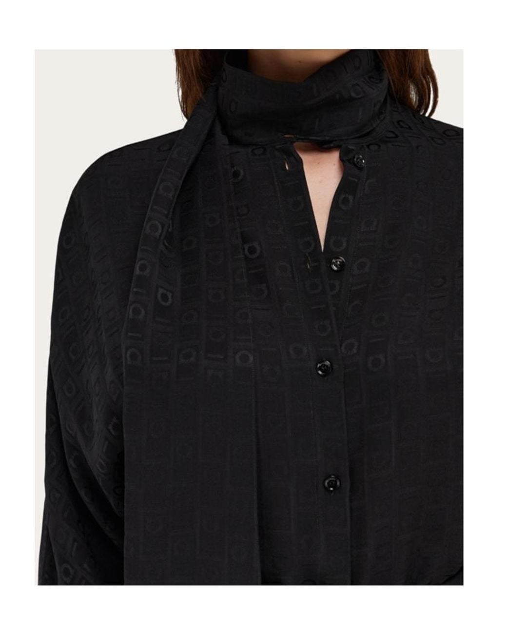 Ferragamo Black Ferragamo Sash Collar Blouse
