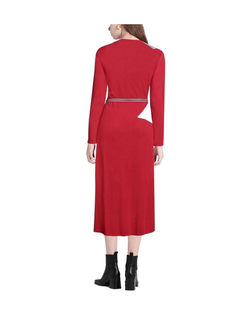 Tory Burch Red Two-Tone Lotus Leaf Skirt