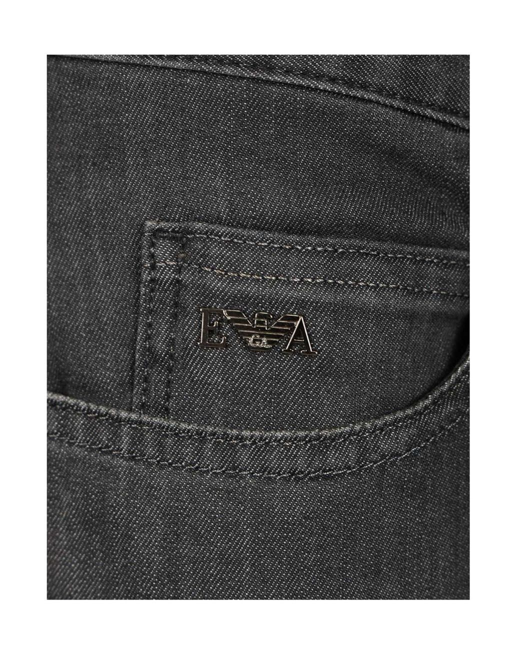 Emporio Armani Gray Straight-Leg Stretch Jeans for men