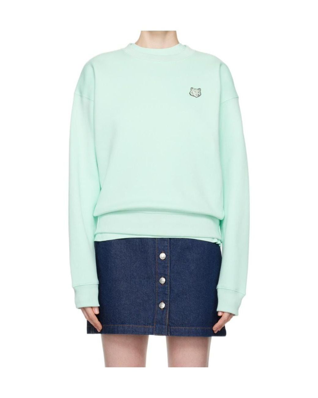 Maison Kitsuné Blue Maison Kitsuné Bold Fox Head Patch Crewneck Sweatshirt