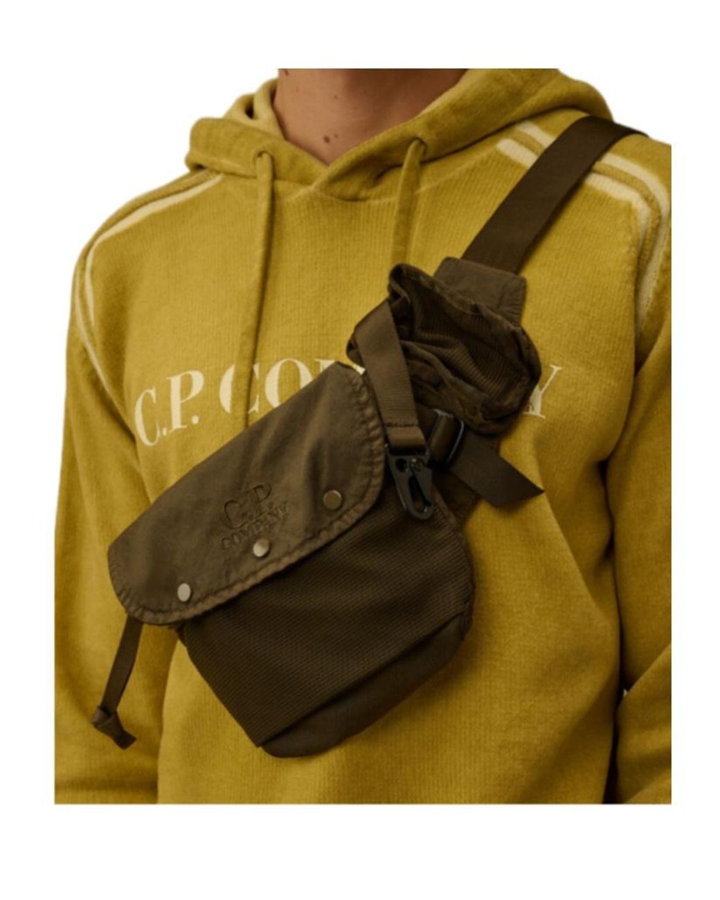 C P Company Natural Panama-R Logo-Embroidered Belt Bag for men