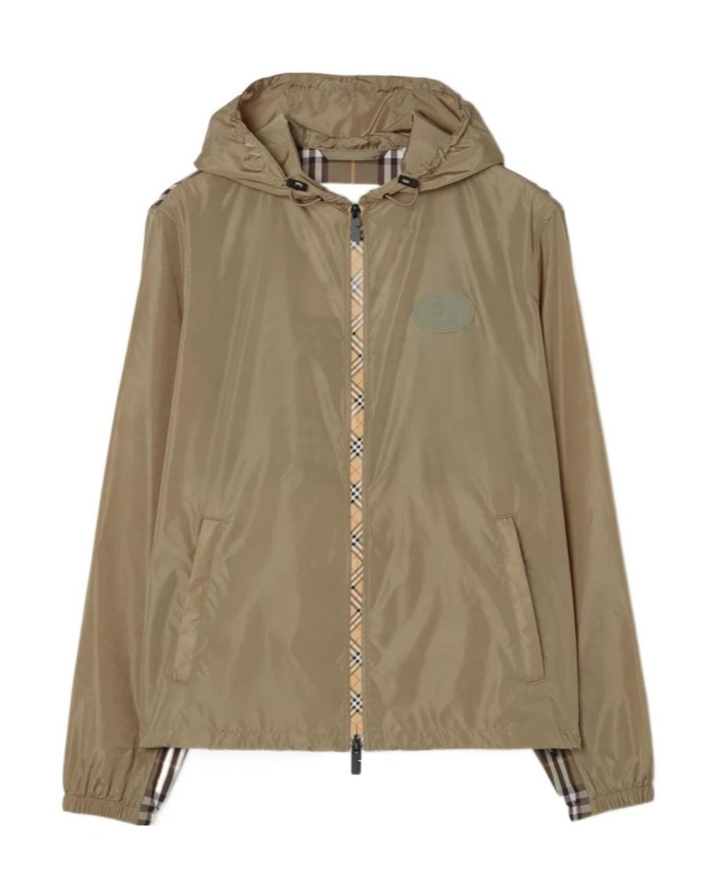 Burberry Green Check Trim Newport Hooded Jacket for men