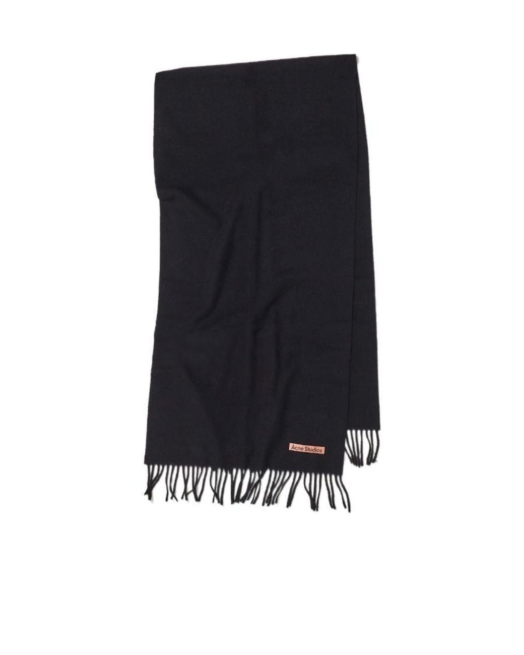 Acne Black Logo Patch Fringed Scarf for men