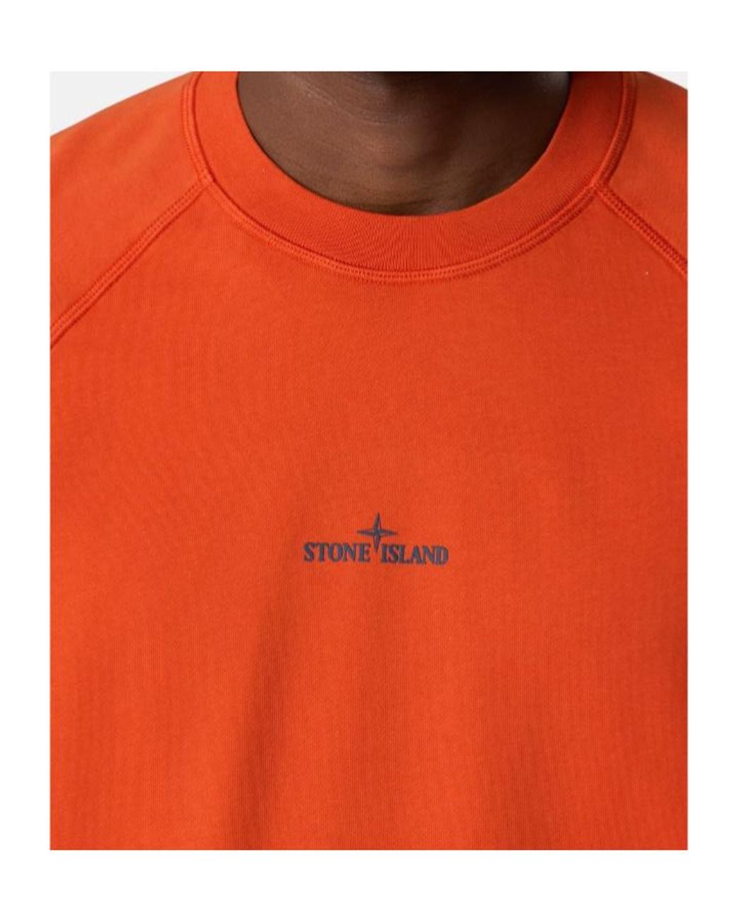 Stone Island Orange Oversized-Fit Crewneck Sweatshirt With 'Desert'Print for men