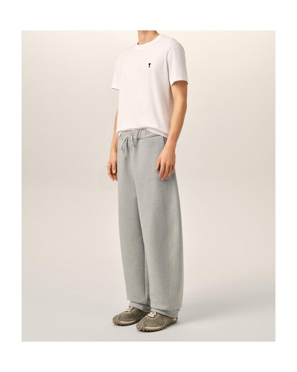 AMI Gray Logo Detailed Drawstring Track Pants for men