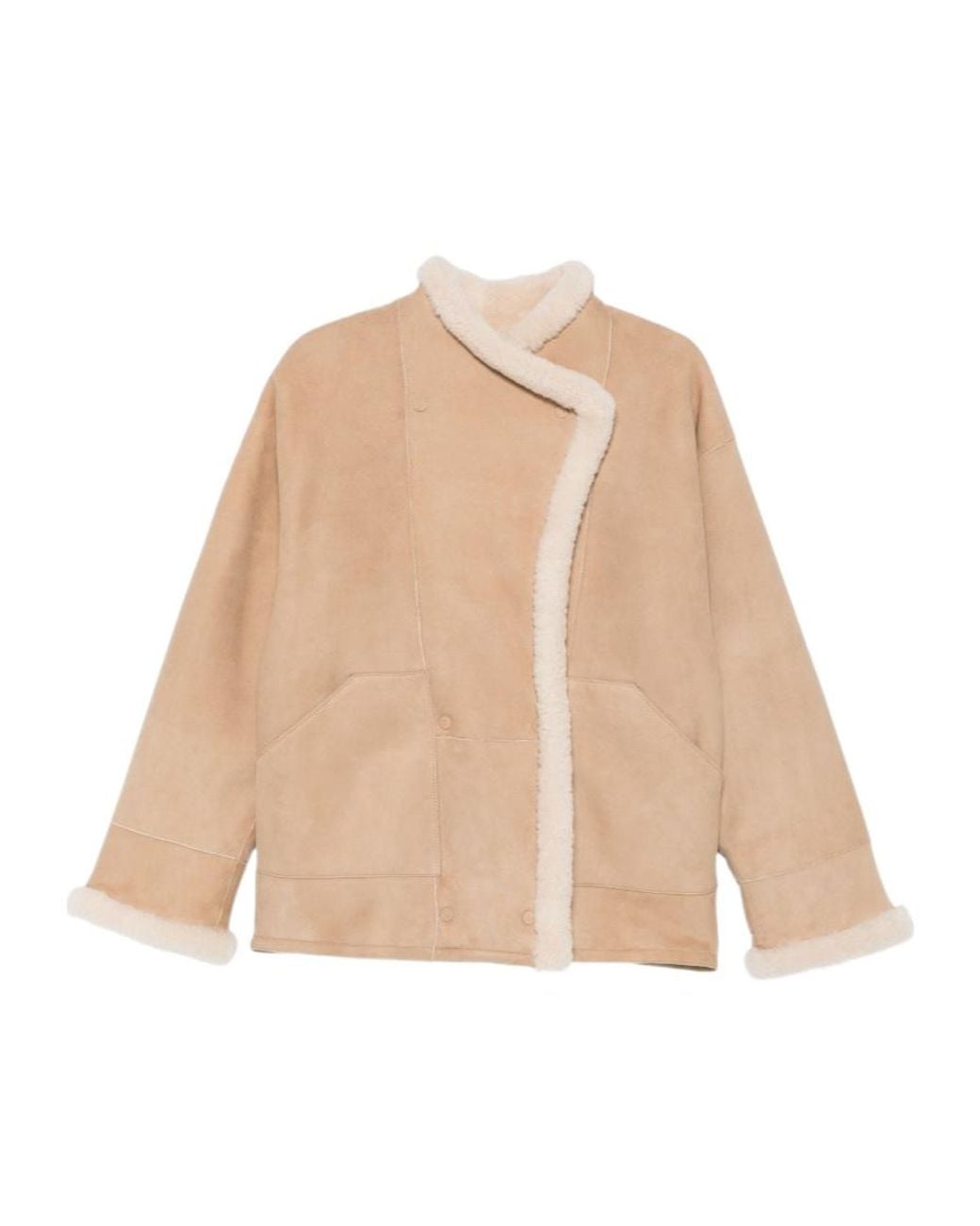 Closed Natural Shearling-Trim Double-Breasted Jacket