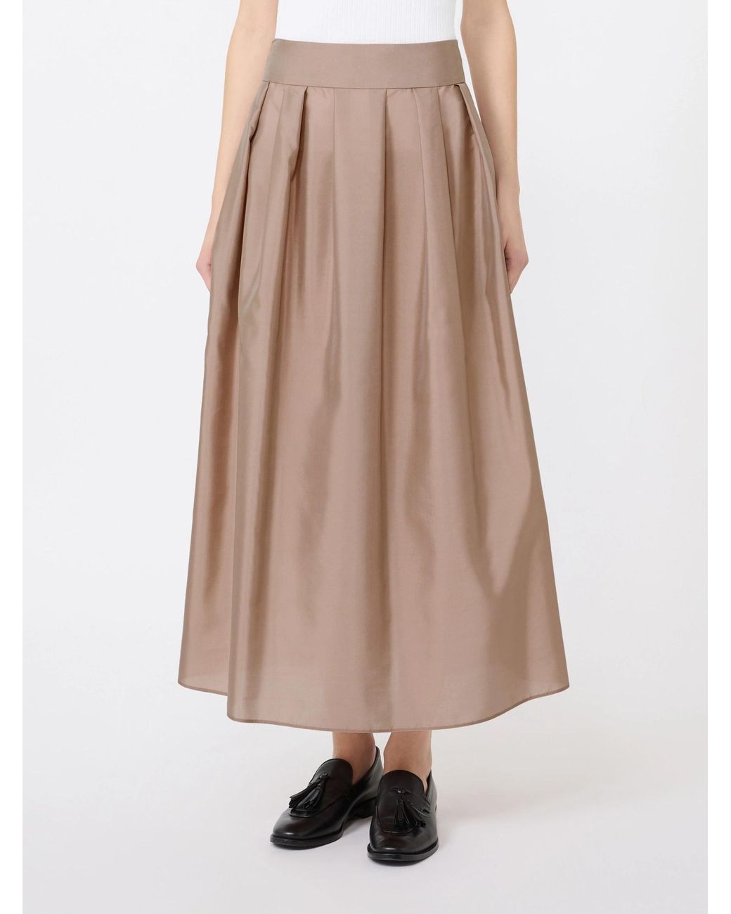 Max Mara Natural Pleated Midi Skirt