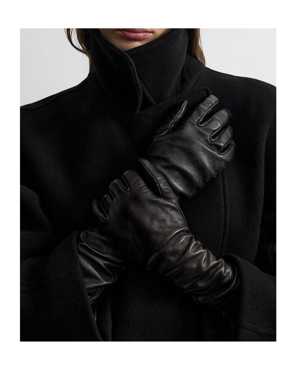 Totême Black Extra-Long Leather Gloves