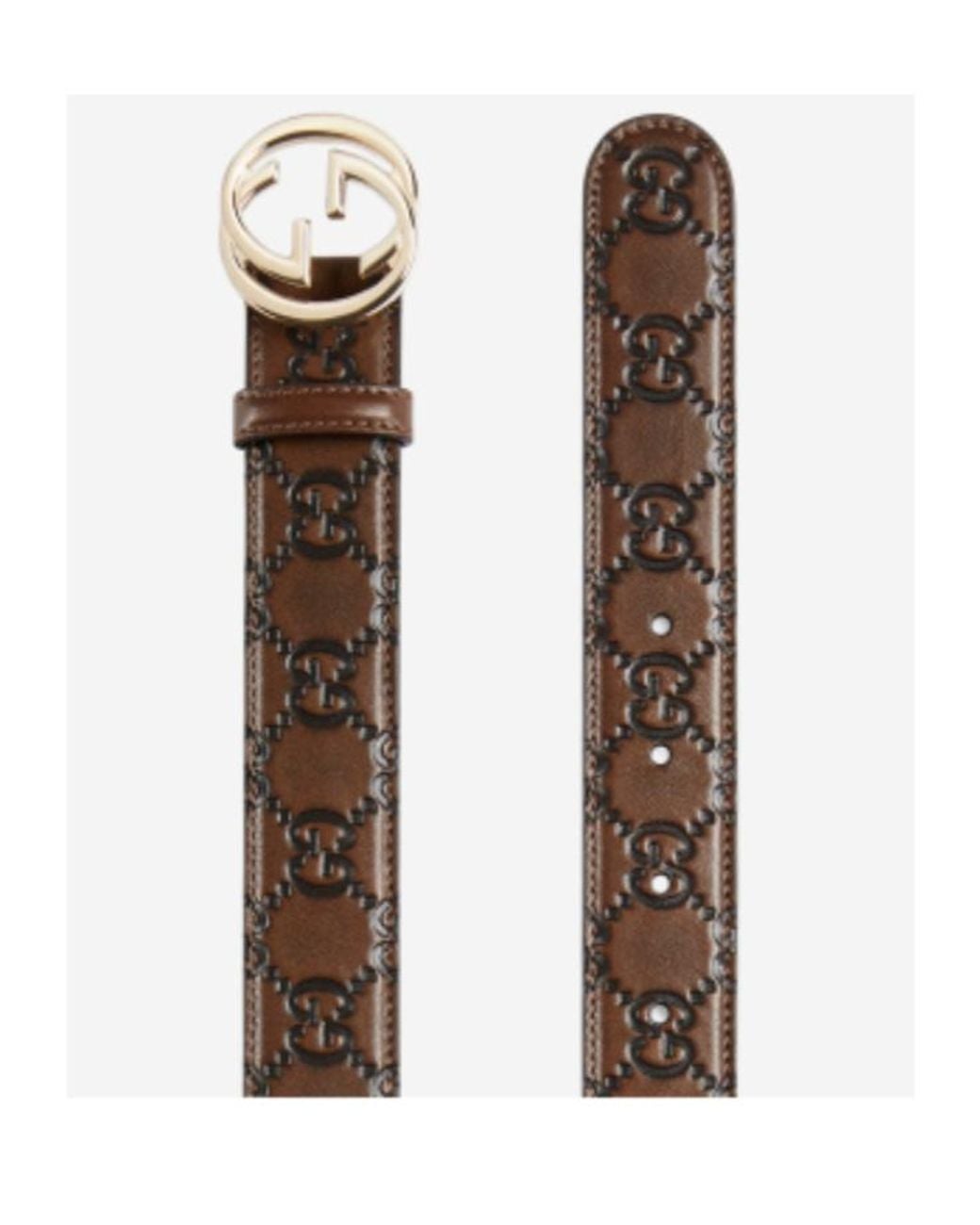 Gucci White Embossed Interlocking G Buckle Belt