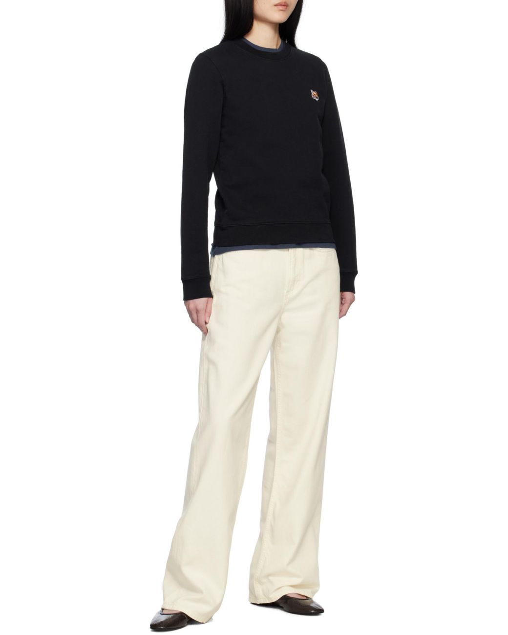 Maison Kitsuné Black Maison Kitsuné Fox Head Patch Crewneck Sweatshirt