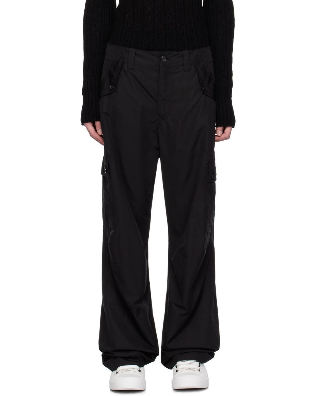 Dolce & Gabbana Black Logo Plaque Cargo Pants for men