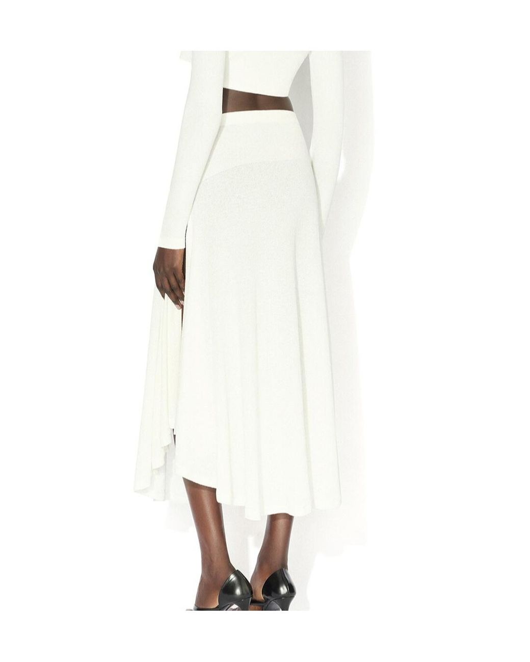 Alaïa White Alaïa Flared Knitted Skirt