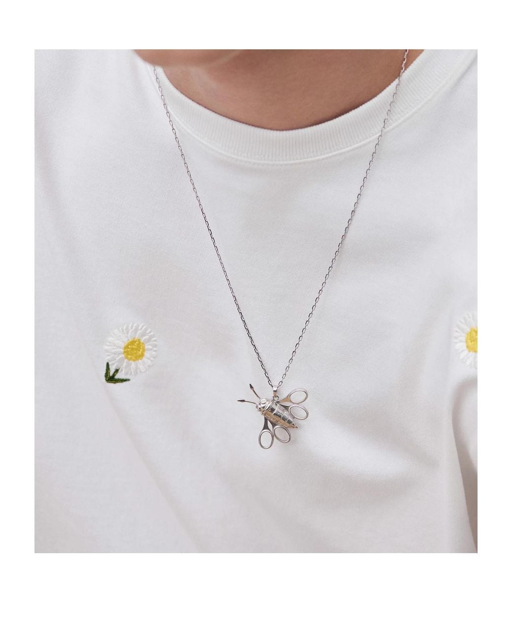 Dior White Couture Charms Bee Pendant Necklace for men