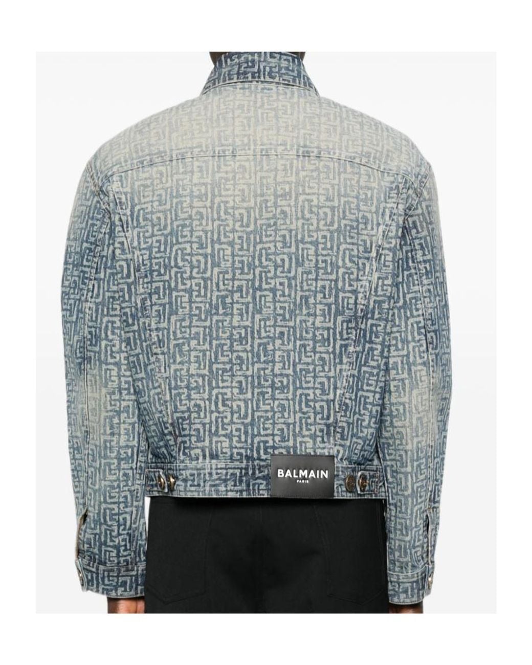 Balmain Blue Monogram Denim Jacket for men