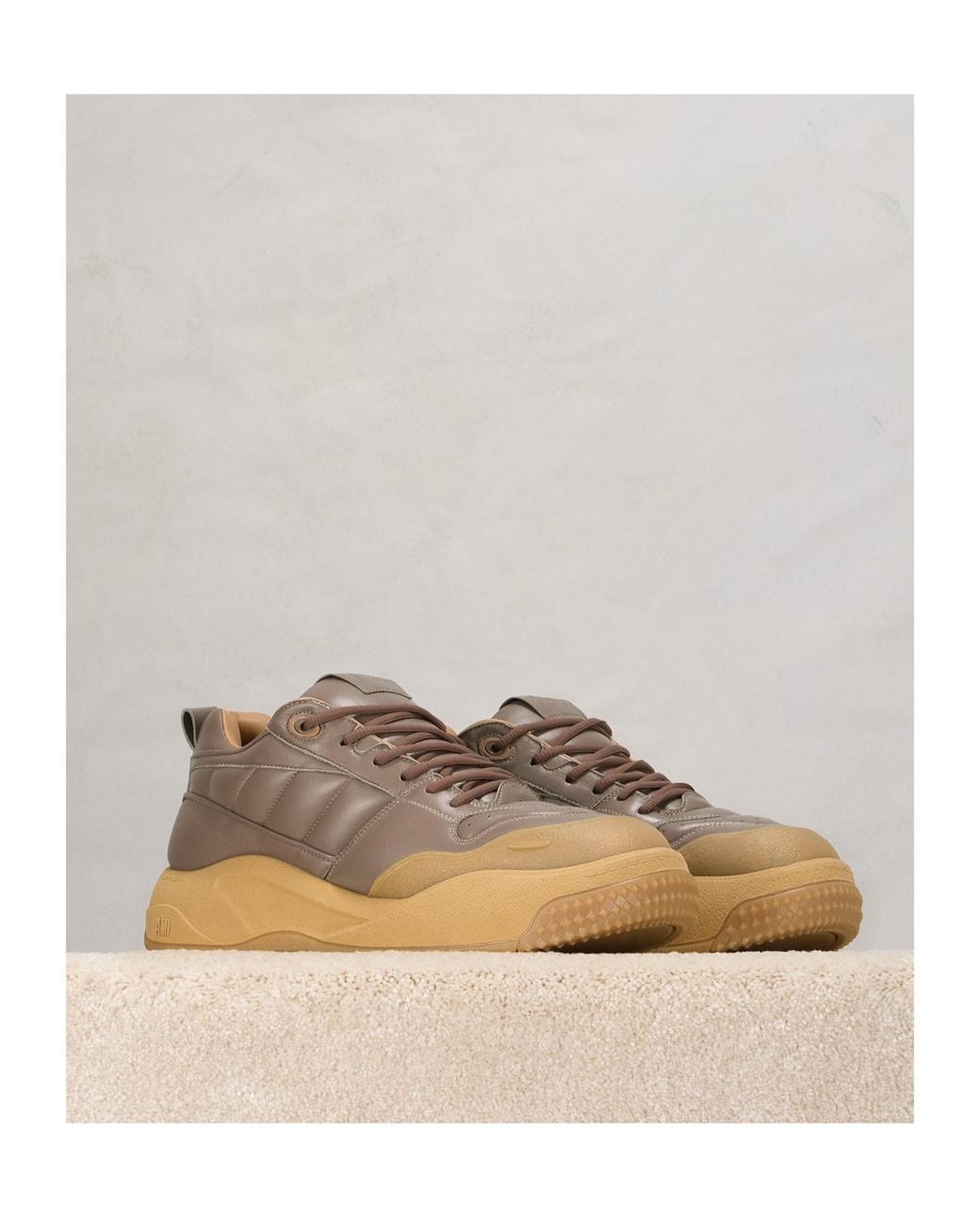 AMI Brown Ami 1509 Panelled Sneakers for men