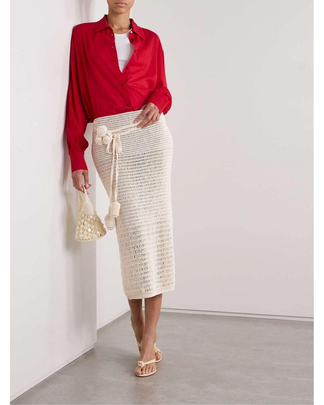 Magda Butrym Natural Decal Crocheted Skirt