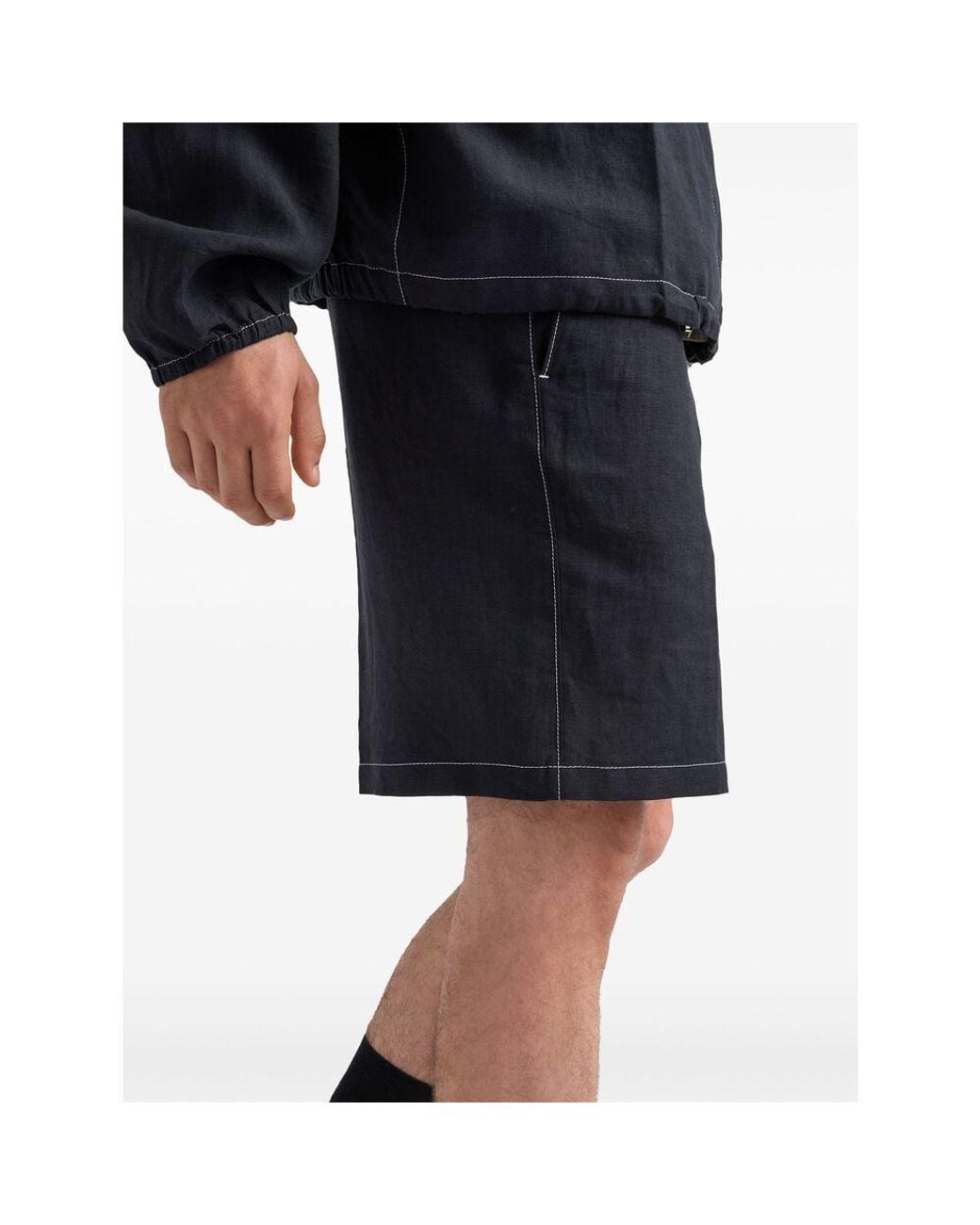 Prada Blue Logo-Patch Bermuda Shorts for men