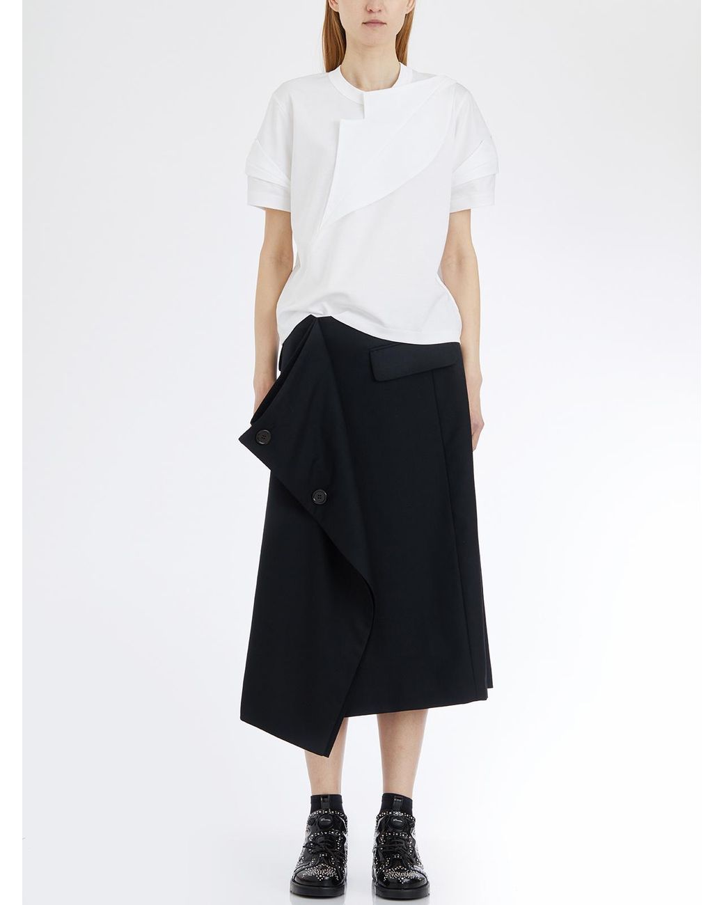 Comme des Garçons Black Button Midi Skirt